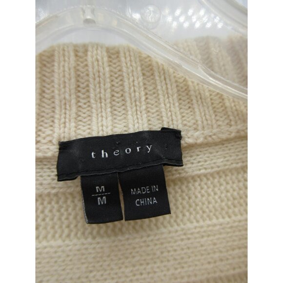 Theory Sweater Medium Cashmere Pullover Ribbed Striped Preppy * - Picture 9 of 11